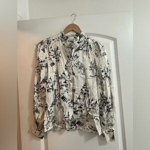 Dress forum‎ Los Angeles city scape button down workwear top size small nwt